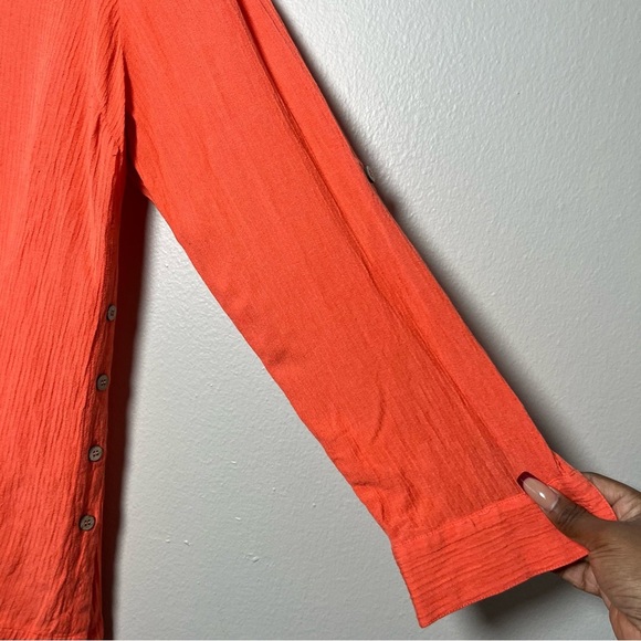 Soft Surroundings Women Top Large Orange Popover Long Sleeve Lagenlook‎ Tunic - Picture 6 of 13